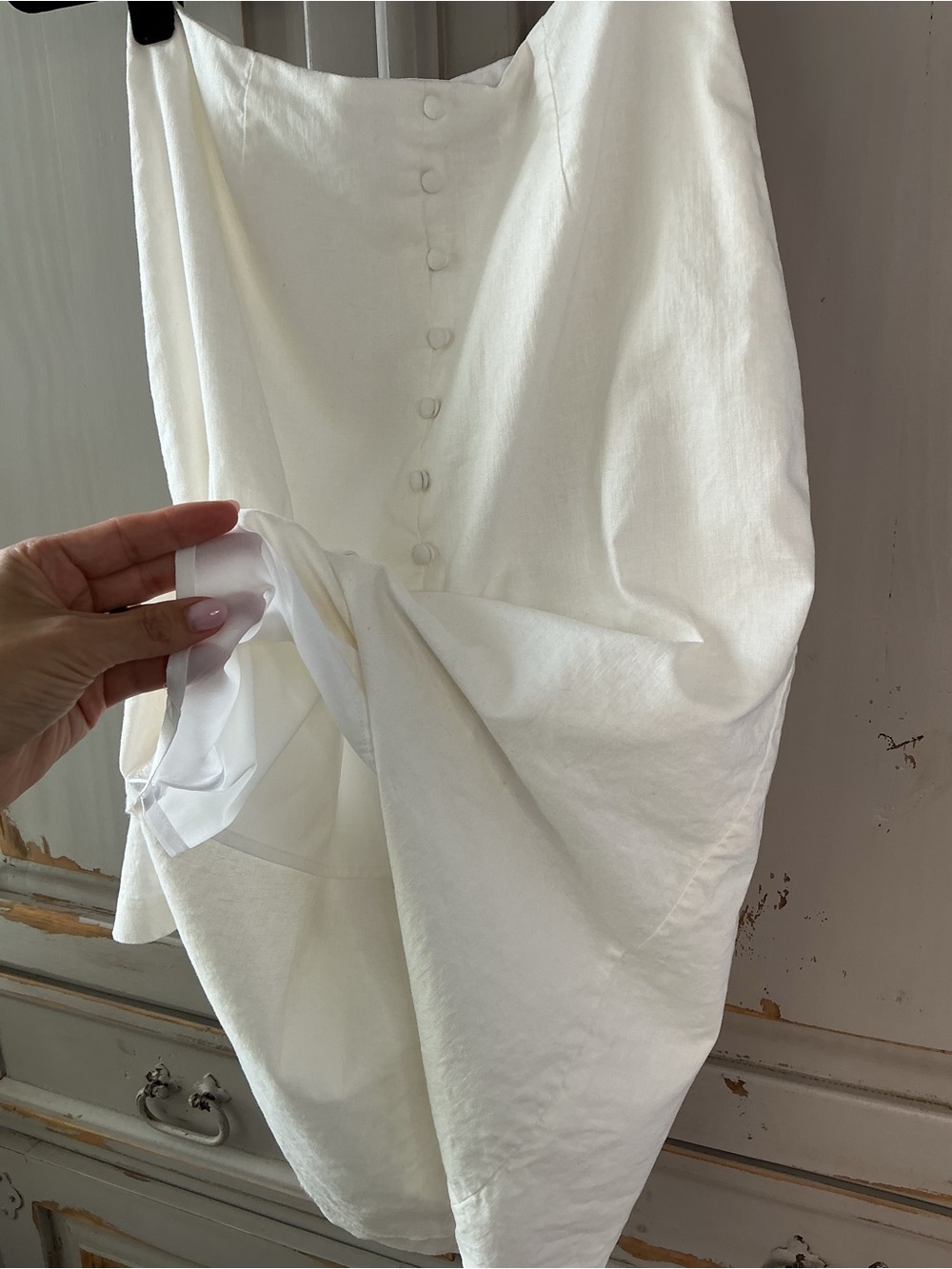 Banana Republic | Linen Blend Button Front High Rise Skirt Ivory White Size 6 - Picture 9 of 9